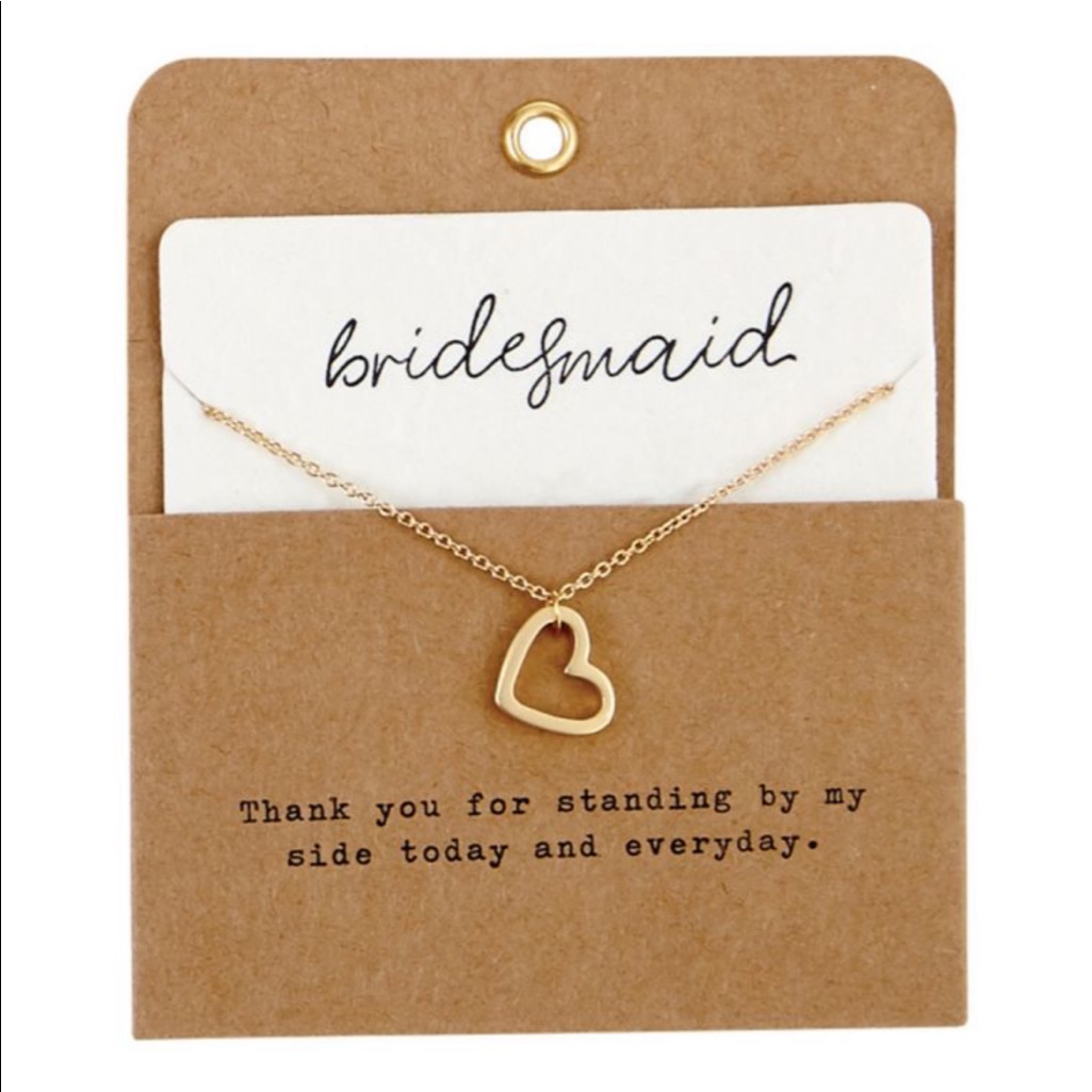 Mud Pie Bridesmaid Necklace Heart Prewrapped